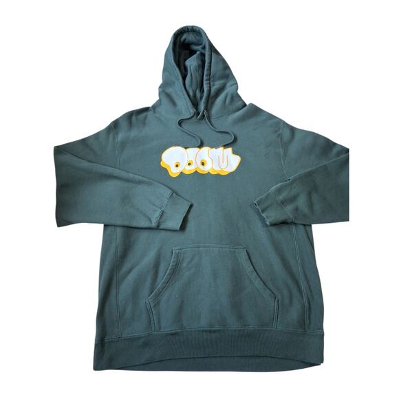 Vtg Gas Drawls Mens size 2X Doom Graffiti Green Grungecore Streetwear Hoodie 90s - Picture 3 of 13